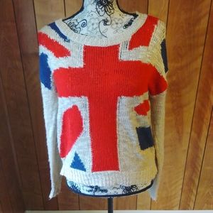 Ladies Union Jack knit sweater, sz S